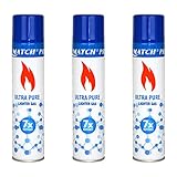 3X 300 ml Feuerzeuggas zum Nachfüllen mit Adaptern | Butangas für...