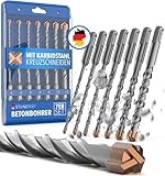 STONE REEF Betonbohrer Set Profi - [7-teilig inkl. Bohrerkassette] - SDS Plus...