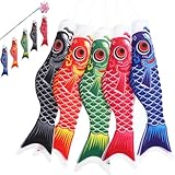 BESPORTBLE Koinobori Windfisch Set - 5 Stück Outdoor Koi Windsack in...