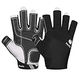 FitsT4 Kajak-Handschuhe 3/4-Finger gepolsterte Handfläche – Mesh-Rücken für...