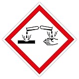 Aufkleber Warnzeichen GHS 05 „Ätzwirkung/ätzend“ GHS-Gefahrensymbol Folie...
