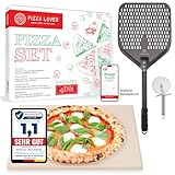 Pizza Lover Premium Pizzastein-Set für Backofen & Grill – inkl....