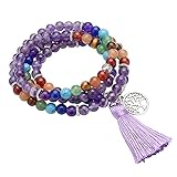 GEHECRST Schmuck 108 Perlen Edelstein Mala Kette Mala Armband 7 Chakra Edelstein...