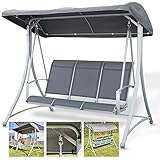 HECHT 3 Sitzer Hollywoodschaukel mit Metall Gestell & verstellbarem Sonnendach...