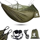 Kiaitre Hängematte, Hängematte Outdoor mit Moskitonetz - 260 x 130 cm Leichte...