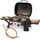 ProfiCook Gasgrill mit 2 Edelstahlbrennern | Tischgrill inkl. Gasdruckminderer &...
