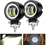 YUGAUNG Paar 3” Runde -Nebelscheinwerfer DRL Angel Eyes 6000K 80W 8000lm...