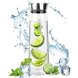 Glas-Karaffe,1.5L Wasserkaraffe Glas,Glaskaraffe mit Deckel Edelstahl und...