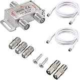 RUNCCI-YUN 2-Fach TV Radio F-Stecker Adapter Kabel Antennen Verteiler SAT...