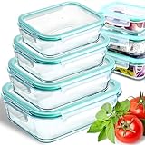 Retoo Glas-Frischhaltedosen Set Frischhaltedosen 370, 640, 1000, 1500 ml...