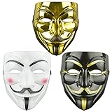 DWTECH Guy-Fawkes-Maske für Erwachsene/Kinder, Motiv: V wie Vendetta, 3 Stück...