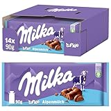 Milka Bubbly Alpenmilch-Schokoladentafel mit Luftblasen, 14 x 90g