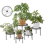 Bamworld Blumenständer 5er Set Schwarz-Ø28/25/23/20/17cm Pflanzenständer...