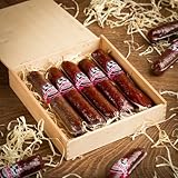 Salami Wurst Sticks in Holzkiste vom Metzgerweltmeister Freyberger in...