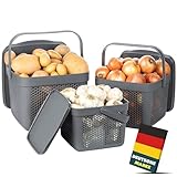 uandu Kartoffel Aufbewahrungsbox Küche 3er Set, Knoblauch Aufbewahrung,...