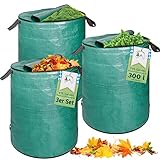 TTL Garden 3X 300L Gartensack Deckel & DOPPELTER Boden - selbststehend 4 Griffe...