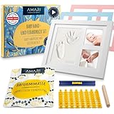 Amari® Gipsabdruck Set Baby Hand- und Fuß – Abdruckset Baby mit Bilderrahmen...