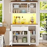 LAKFEW Küchenschrank mit Arbeitsplatte und LED-Beleuchtung, Buffetschrank...