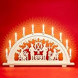 SIKORA LB10-10 klassischer 10-flammig beleuchteter XXL Holz Schwibbogen Gute...