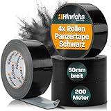 Hinrichs Panzertape schwarz - 4 Rollen 50m x 50mm Gewebeband - extra starkes...