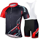 X-TIGER Herren Fahrradtrikot kurzärmliges Set mit 5D-Gel-gepolsterten Shorts...