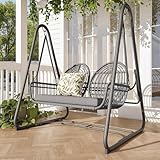 Gartenschaukel 2-Sitzer, PE-Rattan Gartenschaukel mit Sitzkissen,...