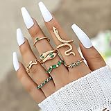 Inateannal Boho Smaragd Schlange Ring Knöchel Ringe Sets Kristall Schlange...