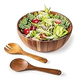 Bill.F Salatschüssel aus Holz, 30 cm Salatschüssel-Set aus Akazienholz, Große...