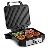 YASHE Kontaktgrill, 4 Scheiben Panini Grill Antihaftbeschichtete Platten, 1800W...