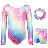 AOOWU Kinder Gymnastikanzug, 3er-Pack Mädchen Langarm Ballettanzug, Klassischer...