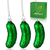 Weihnachtsgurke Christbaumschmuck, 3 Stück Gurke Weihnachtsschmuck aus Glas...