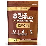 Pilz Komplex Kapseln 1200mg mit 8 Pilzsorten - Lions Mane, Cordyceps, Chaga,...