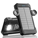 Solar Powerbank 26800 mAh mit Saugnapfhalterung, Powerbank Externe Akkus 3 USB...