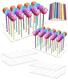 FAOKZE 4 Pieces Cake Pop Stand with 100 Colour Cake Pop Sticks, 20 Holes...
