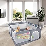 UISEBRT Laufstall Baby Laufgitter Schutzgitter mit Rutschfester Basis und...