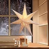 SALCAR LED Weihnachtsstern Beleuchtet Fenster 35cm, Papierstern Weihnachten mit...