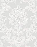 marburg Tapete Barock Weiß Floral und glänzend Vliestapete für Wohnzimmer...