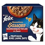 FELIX Sensations Saucen Katzenfutter nass, Sorten-Mix, 4er Pack (4 x 24 Beutel...