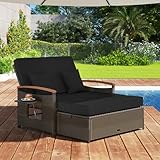 GIANTEX Rattan Lounge Möbel Outdoor, Gartenlounge 2 Sitzer mit Liegefunktion,...