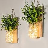Mason Jar Licht,（2 Stück）, flur deko anddekoration, Grüne gefälschte...