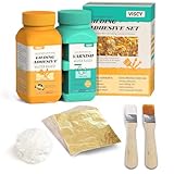 VISCY Blattgold Kleber Set mit 100ml Blattmetallkleber auf Wasserbasis und 100ml...