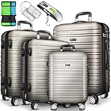 tillvex® Reisekoffer Set 4-teilig mit Gepäckwaage, Koffergurte und...