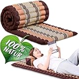 Namasdee Rollmatte 200x50x4,5cm mit 100% natürlicher Kapokfüllung (Braun)
