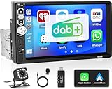 CAMECHO DAB + 1 Din Autoradio mit Carplay Android Auto, 7-Zoll Bildschirm Touch...