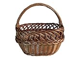 Pilzkorb Einkaufskorb Weidenkorb geflochten Oval mit Henkel L: 39 cm x B: 22 cm