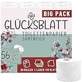 Glücksblatt Toilettenpapier SAMTWEICH mit Vanilleduft, 4-lagig, 56 Rollen x 130...