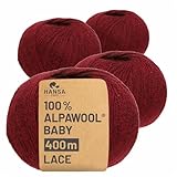 HANSA-FARM | 100% Baby Alpakawolle in 50+ Farben (kratzfrei) - 200g Set (4 x...