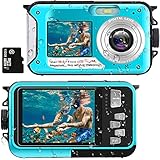 Unterwasserkamera Full HD 2.7K 48MP 10FT Kamera Wasserdicht Dual Screen 16X...