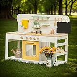 Matschküche Kinder Outdoor-Küche Matschküche aus Holz für Kinder von 3-8...