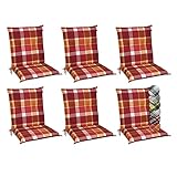 Beautissu 6er Set Sunny RO Niedriglehner Auflagen Set für Gartenstühle 100x50...